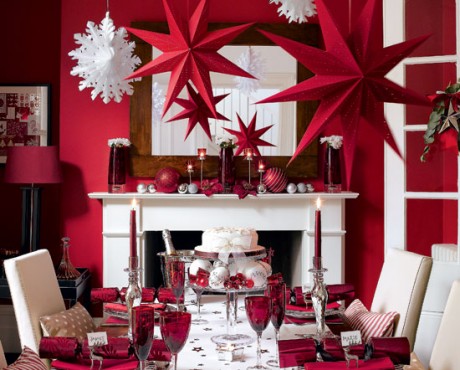 Phòng khách đẹp với gam màu đỏ đón giáng sinh